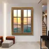 Pintura Decorativa Realista de Janela Falsa Luminosa para Hall de Entrada, Quarto sem Janela, Expansão de Paisagem, Abertura de Janela na Sala de Estar, Arte de Parede para Hotel