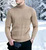 Suéter de Tricô Masculino, Estilo Europeu e Americano, Outono e Inverno, Gola Alta, Suéter de Tricô Trançado Moderno, Pulôver Tamanho Grande, Suéter Camada Base