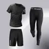 Roupa de Ginástica Secagem Rápida Transfronteiriça Conjunto Masculino Calça Legging Esportiva Peça Única Corrida Respirável Alta Elasticidade Treinamento de Basquete