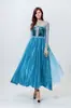 Zhumilian Halloween Cos Cenicienta Blancanieves Bella Disfraz de Adulto Vestido Azul Atuendo de Performance