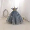 Vestido para Niñas 2026 Malla Estrellada Vestido con Lentejuelas Pesadas para Niñas Mayores con Mangas Abullonadas, Adecuado para Presentación de Piano y Ser Anfitriona, Vestido Largo