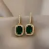 Pendientes de Lujo con Gema Esmeralda de Celebridad, Pendientes Cuadrados de Diseño Moderno y Personalizado, Suaves, Elegantes y Retro