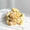 Flores Artificiais Transfronteiriças Buquê de Peônias com 27 Flores Camélia Rosa Amarradas com Ráfia Fabricante de Flores Artificiais Estilo Ins Artigos de Ano Novo