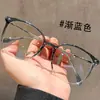 Gafas de estilo Ins color té frío para mujer, se pueden graduar, bloqueadoras de luz azul, montura para cara descubierta, montura pequeña, a la moda estilo coreano 9126