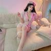 Lemon Story Disfraz Sexy de Enfermera Lencería Sexy Tentación Caliente Falda Corta de Color Sólido Conjunto de Uniforme Cosplay 8059