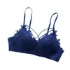 Venda Direta de Fábrica do Popular Conjunto de Renda Francesa Sem Fio para Sutiã e Calcinha Respirável Sexy com Costas Cruzadas