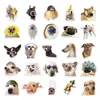 50 pegatinas de bolsa de expresión de perro de moda, lindas para mascotas, animales de dibujos animados divertidos, lindas, divertidas, impermeables, pegatinas decorativas