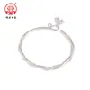 Pulsera de Tobillo de Plata Trenzada Retorcida Rodeando Flor de Lirio del Valle 9999 Viento Creativo para Mujer Colgante de Flor Carrillón de Viento Pulsera Abierta Mate Modelo para Mujer