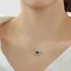 Collar Ojo de la Suerte de Plata de Ley S925 con Incrustaciones de Circonita, Candado Colgante Versátil Ojo Azul Full Diamante
