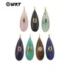 Wt-P2065 Colgante para Pendiente DIY con Forma de Gota Larga de Amazonita Obsidiana Incrustaciones de Circonitas de Colores