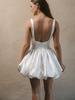 Vestido de Boda Ligero Europeo y Americano Satén Sencillo Tirante Doble Corto Lujo Ligero Nicho Fotografía de Viaje Falda Abullonada Estilo Hada Vestido Diario