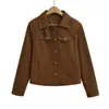 Cl25167-25 Otoño Nuevo Chaqueta Artesanal Tipo Cera Estilo Ropa de Trabajo Chaqueta Estilo Europeo y Americano Retro Moderno Solapa