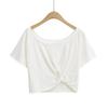 Camiseta de Manga Corta con Cuello Inclinado y Hombros Descubiertos para Mujer Verano Sexy Entallada Pura Lujuria Top Corto