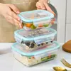 Contenedores de vidrio para alimentos, loncheras, recipientes aptos para microondas, sellables para refrigerador, engrosados, resistentes al calor, con tapas, juego de recipientes de almacenamiento para trabajadores de oficina