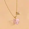 Pendientes de Corazón de Cuentas de Vidrio Transfronterizos Europeos y Americanos, Cadena para Clavícula de Estilo Dulce y Femenino, Joyería de Cuello de Lujo Ligero Exquisita al por Mayor