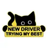 Novo Adesivo Refletivo Gato Preto Motorista Iniciante Divertido Motorista Iniciante Por Favor Espere Pacientemente Adesivo Magnético