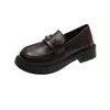 Mocasines Retro Estilo Universitario de Suela Gruesa con Moneda Dorada para Mujer, Nuevos Zapatos de Cuero Jk Otoño 2026, Zapatos de Vestir Británicos con Punta Ancha
