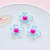 Componente de pinza para el pelo de mariposa de dibujos animados de resina con flor hueca transparente, material de bricolaje para zuecos, colgante de llavero