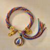 Cuerda de Mano Xizang Tejida a Mano Recurrente Cuerda de Mano Pequeña Pulsera Thangka Cuerda Thangka Dios de la Riqueza Madre Verde Zakilam