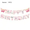 Suprimentos para Festa Borboleta Rosa Conjunto de Decoração para Festa de Aniversário de Meninas Louça Toalha de Mesa Pratos de Papel Copos de Papel Decoração de Borboleta