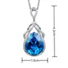 Collar de Diamantes Lágrimas de Ángel de Lujo Europeo y Americano con Colgante de Sirena con Gota de Topacio Azul