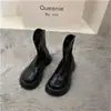 Botines tipo Martin de Punta Redonda para Mujer, Tendencia Otoño e Invierno 2025, Color Caqui Té con Leche, Diseño Francés de Nicho, Botines Cortos