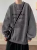 Moletom Fleece Retro Americano da Moda para Homens, Blusa Solta com Gola Redonda e Capuz para Outono e Inverno, Jaqueta de Rua para Casais