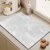 Tapete Drenante Simple de Mármol al por Mayor Tapete Absorbente de Agua Antideslizante de Tierra de Diatomeas para Encimera Tapete para Mesa de Comedor Tapete para Fregadero de Cocina