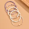 Moda Transfronteriza Primavera y Otoño Nuevos Pulseras Apilables de Perlas Corazón de Melocotón Metálico Perlas de Arroz Color Contrastante Pulseras Ccb Juego de Cinco Piezas