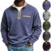 Moletom Casual Masculino Amazon Cross-Border de Lã Pesada Quente com Zíper Gola Alta Patch Catiônico na Manga Manga Longa para Homens