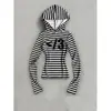 Sudadera con capucha de manga larga a rayas estampadas, estilo europeo y americano, casual, corte ajustado, sudadera con capucha, chaqueta vintage de streetwear