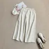 Pantalones de Helado de Galleta de Algodón Lyocell de Gama Alta, Corte Holgado, Pantalones de Pierna Ancha Premium de Verano Cortos Rectos para Mujer