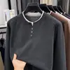 Sudadera de hombre con tapeta falsa de lana y seda, nuevo modelo otoño 2026, cuello redondo, manga larga casual, camiseta de hombre