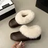 Zapatos de Algodón Cálidos Antideslizantes de Suela Gruesa Retro de Moda para Invierno Uso en Exteriores Aumentadores de Altura Felpudos Espesos Zapatos de Algodón para Niñas Zapatos