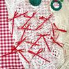 Adorno lateral para pastel de papel navideño con lazo de cinta roja, adorno para pastel horneado, estilo Ins