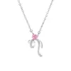 Collar Original con Lazo de Cinta de Corazón para Mujer Estilo Coreano Pequeño Fresco Colgante en Forma de Corazón Zirconio Rosa Cadena para Suéter de Nicho Plata de Ley