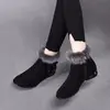 2026 Moda Más Terciopelo Cálido Zapatos de Algodón para Mujer Planos Antideslizantes Suela Suave Zapatos de Madre para Personas de Mediana Edad y Mayores Cómodos Botas de Nieve