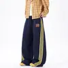 Pantalones Deportivos de Tres Rayas Estilo Americano para Hombre, Pantalones Casuales de Pierna Ancha a Rayas de Marca de Moda Otoñal, Pantalones Largos Casuales de Calle
