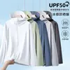 2026 Verano Nuevo Estilo Malla de Seda Hielo Pesca Exterior Delgado con Capucha Holgado Manga Larga Secado Rápido Transpirable Protección Solar Ropa para Hombres