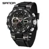 Reloj para Hombre Sanda Transfronterizo Cronógrafo Calendario Deportivo Genial Resistente al Agua Luminoso Reloj Despertador de Tres Horas Reloj Electrónico