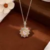 Collar de Girasol Completo de Plata de Ley S925 para Mujer, Cadena de Clavícula de Lujo Ligero de Gama Alta con Colgante Dopamina Brillante, Disponible para Venta al por Mayor