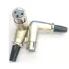 Conector XLR Cotovelo de 90 Graus Três Pinos Estilo Japonês Soquete Fêmea Metálico Áudio Microfone