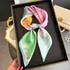 Pañuelo de Seda Artificial con Estampado de Pintura al Óleo Floral, Chal de Alta Gama, Pañuelo para el Cuello de Protección Solar, Pañuelo Cuadrado Pequeño, Pañuelo para la Cabeza, Bufanda para Mujer