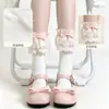 Calcetines de algodón puro con ribete de encaje de lazo Lolita, calcetines cortos de algodón estilo JK japonés dulce al por mayor