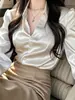 Camisa de Estilo Francés Chic Única y Sorprendentemente Hermosa para Mujer, Top de Satén de Alta Gama para Viajes Profesionales, Cruzada Europea y Americana Amazon