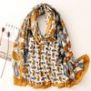 Pañuelo de mano de algodón y lino de gran venta Moda japonesa y coreana Flor de anacardo desordenada Viaje decorativo Pañuelo para el sol Chal para aire acondicionado para mujer