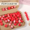 Cuadrado Acrílico Manzana Puntos Lunares Cuadros Flor Pequeña Dibujo Animado Hecho a Mano DIY Cadena para Teléfono Bolsita Colgante Accesorios Cuentas