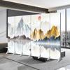 Biombo de Paisagem em Estilo Chinês Tradicional, Dobrável, Portátil, Divisória Simples para Sala de Estar, Dupla Face, Minimalista, Moradia de Aluguel