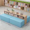 Estante de Livros para Biblioteca Escolar Sofá Combinação Curva Criativa Formato Área de Leitura Estante Armazenamento Área de Descanso Banco