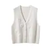 Chaleco de Cachemir para Mujer 100% Cachemir Puro Otoño e Invierno Nuevo Cuello en V Bordado Sin Mangas Cárdigan Bordado Floral Chaleco de Punto